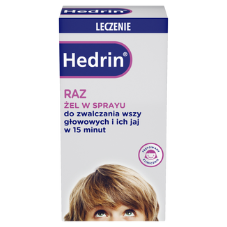 Hedrin Leczenie Raz, żel w sprayu, jednorazowa kuracja na wszy i ich jaja, od 6 miesiąca, 60 ml - zdjęcie produktu