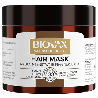 Biovax, maska intensywnie regenerująca do włosów, argan, kokos i makadamia, 250 ml - zdjęcie produktu