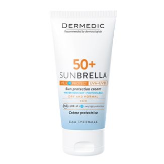 Dermedic Sunbrella, krem ochronny do twarzy, skóra sucha i normalna, SPF 50+, 50 g USZKODZONE OPAKOWANIE - zdjęcie produktu