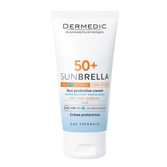 Dermedic Sunbrella, krem ochronny do twarzy, skóra sucha i normalna, SPF 50+, 50 g - zdjęcie produktu