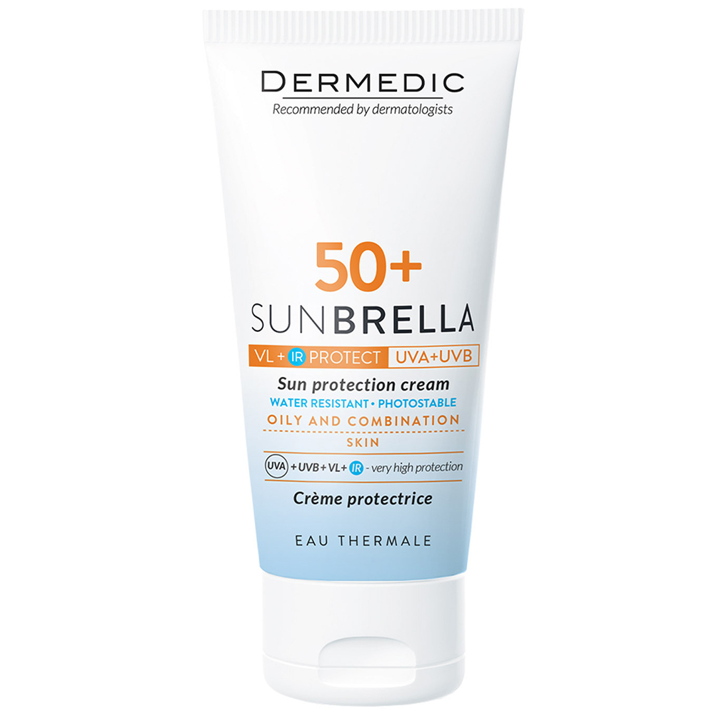 Dermedic Dermedic Sunbrella, krem ochronny do twarzy, skóra tłusta i mieszana, SPF 50+, 50 g