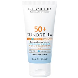 Dermedic Sunbrella, krem ochronny do twarzy, skóra tłusta i mieszana, SPF 50+, 50 g - zdjęcie produktu