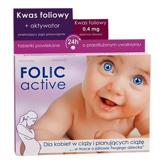 Folic Active, kwas foliowy 400 µg, 30 tabletek powlekanych o przedłużonym uwalnianiu - zdjęcie produktu
