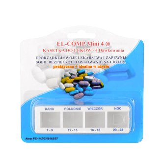 El-Comp Mini 4, kasetka do leków dzienna, 4-komorowa - zdjęcie produktu