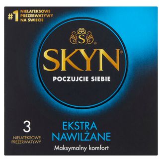 Unimil Skyn Ekstra Nawilżane, prezerwatywy nielateksowe, 3 sztuki - zdjęcie produktu