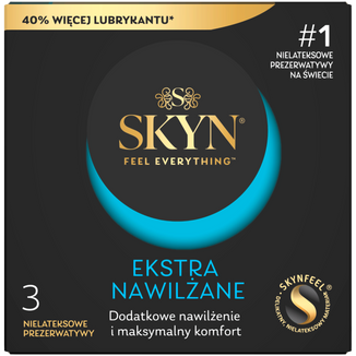 Unimil Skyn Ekstra Nawilżane, prezerwatywy nielateksowe, 3 sztuki - zdjęcie produktu