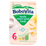 BoboVita Kaszka mleczno-ryżowa, banan, bezglutenowa, po 6 miesiącu, 230 g - miniaturka zdjęcia produktu