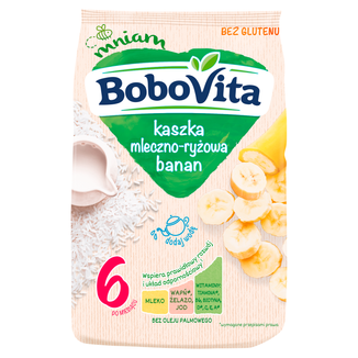 BoboVita Kaszka mleczno-ryżowa, banan, bezglutenowa, po 6 miesiącu, 230 g - zdjęcie produktu