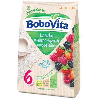 BoboVita Kaszka mleczno-ryżowa, owoce leśne, bezglutenowa, po 6 miesiącu, 230 g - zdjęcie produktu