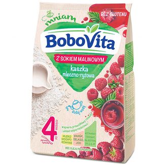 BoboVita Kaszka mleczno-ryżowa z sokiem malinowym, bezglutenowa, po 4 miesiącu, 230 g - zdjęcie produktu