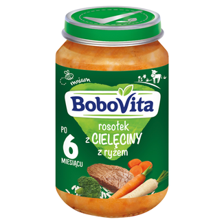 BoboVita Zupka delikatny rosołek z cielęciny z ryżem, po 6 miesiącu, 190 g - zdjęcie produktu