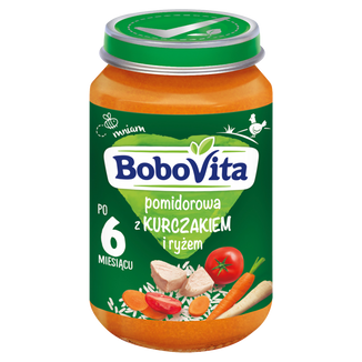 BoboVita Zupka pomidorowa z kurczakiem i ryżem, po 6 miesiącu, 190 g - zdjęcie produktu