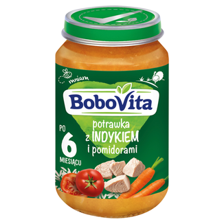 BoboVita Obiadek, potrawka z indykiem i pomidorami, po 6 miesiącu, 190 g - zdjęcie produktu