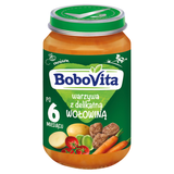 BoboVita Obiadek, warzywa z delikatną wołowiną, po 6 miesiącu, 190 g - miniaturka zdjęcia produktu