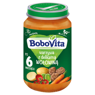 BoboVita Obiadek, warzywa z delikatną wołowiną, po 6 miesiącu, 190 g - zdjęcie produktu