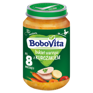 BoboVita Obiadek, bukiet warzyw z kurczakiem, po 8 miesiącu, 190 g - zdjęcie produktu