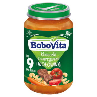BoboVita Obiadek, kluseczki z warzywami i wołowiną, po 9 miesiącu, 190 g - zdjęcie produktu