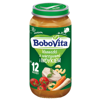 BoboVita Obiadek, kluseczki z warzywami i indykiem, po 12 miesiącu, 250 g - zdjęcie produktu