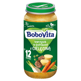 BoboVita Obiadek, warzywa w potrawce z cielęciną, po 12 miesiącu, 250 g - zdjęcie produktu