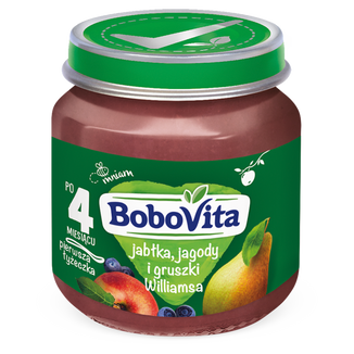 BoboVita Deser, jabłka, jagody i gruszki, po 4 miesiącu, 125 g - zdjęcie produktu