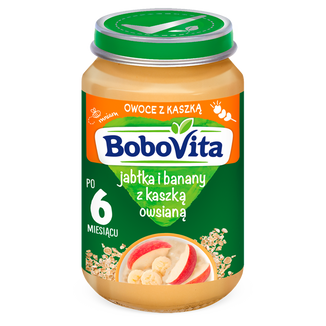 BoboVita Deser, jabłka i banany z kleikiem owsianym, po 6 miesiącu, 190 g BoboVita Deser, jabłka i banany z kleikiem owsianym, po 6 miesiącu, 190 g - zdjęcie produktu