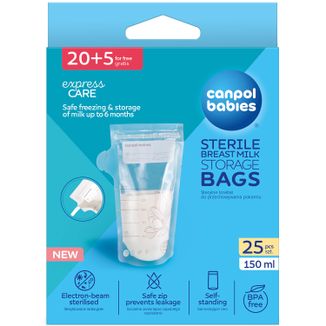 Canpol Babies, torebki do przechowywania pokarmu, 150 ml x 25 sztuk USZKODZONE OPAKOWANIE - zdjęcie produktu