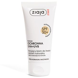 Ziaja Med Kuracja ochronna SPF 50+, krem tonujący, naturalny, skóra normalna, naczynkowa, 50 ml - zdjęcie produktu