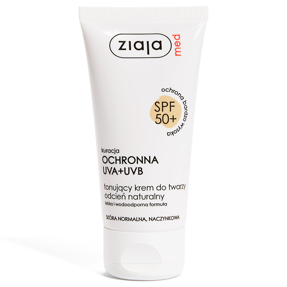 Nieznana Ziaja Med Kur schützend SPF 50+, Creme tönend, natürlich, Haut normal, mit Couperose, 50 ml — Inhaltsstoffe und Bewertung