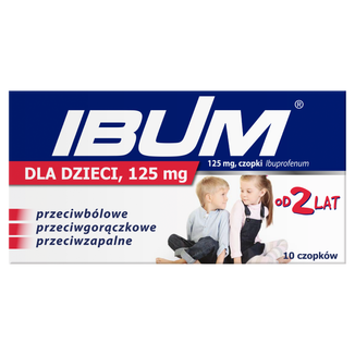 Ibum dla dzieci 125 mg, czopki od 2 lat, 10 sztuk KRÓTKA DATA - zdjęcie produktu