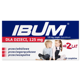 Ibum dla dzieci 125 mg, czopki, od 2 lat, 10 sztuk USZKODZONE OPAKOWANIE - miniaturka zdjęcia produktu