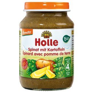 Holle Danie Bio, szpinak z ziemniakami, po 4 miesiącu, 190 g - zdjęcie produktu
