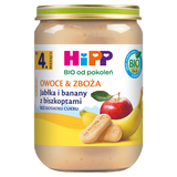 Hipp Owoce i Zboża Bio, jabłka i banany z biszkoptami, po 4 miesiącu, 190 g - miniaturka zdjęcia produktu