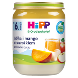 HiPP Owocowy Duet Bio, jabłka i mango z twarożkiem, po 6 miesiącu, 160 g - miniaturka zdjęcia produktu