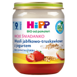 HiPP Moje Śniadanko Bio, musli jabłkowo-truskawkowe z jogurtem, po 9 miesiącu, 160 g - miniaturka zdjęcia produktu