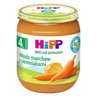HiPP Warzywa Bio, młoda marchew z ziemniakami, po 4 miesiącu 125 g - zdjęcie produktu