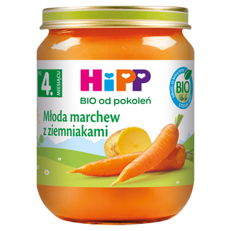 HiPP Warzywa Bio, młoda marchew z ziemniakami, po 4 miesiącu 125 g - zdjęcie produktu