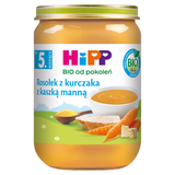 HiPP Zupka rosołek Bio z kurczaka z kaszką manną, po 5 miesiącu, 190 g - miniaturka zdjęcia produktu