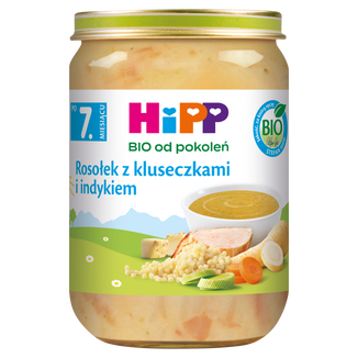 HiPP Zupka Bio, rosołek z kluseczkami i indykiem, po 7 miesiącu, 190 g - zdjęcie produktu