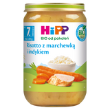 HiPP Danie Bio, risotto z marchewką i indykiem, po 7 miesiącu, 220 g - miniaturka zdjęcia produktu