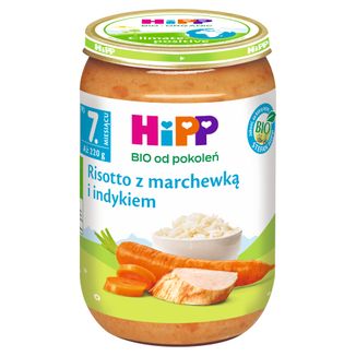 HiPP Danie Bio, risotto z marchewką i indykiem, po 7 miesiącu, 220 g - zdjęcie produktu