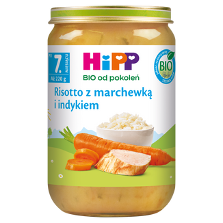 HiPP Danie Bio, risotto z marchewką i indykiem, po 7 miesiącu, 220 g - zdjęcie produktu