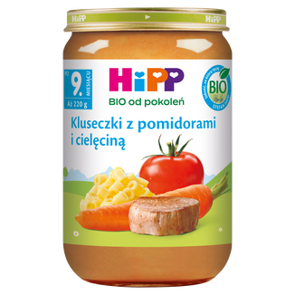 HiPP BIO od pokoleń, kluseczki z pomidorami i cielęciną, po 9 miesiącu, 220 g USZKODZONE OPAKOWANIE - zdjęcie produktu