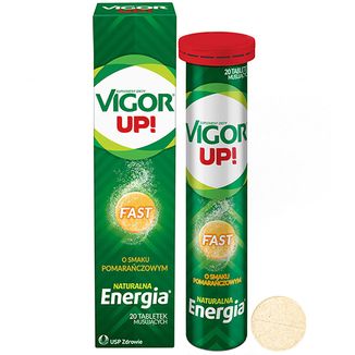 Vigor Up! Fast, smak pomarańczowy, 20 tabletek musujących USZKODZONE OPAKOWANIE - zdjęcie produktu