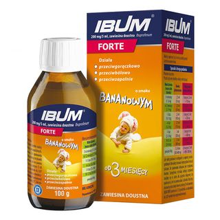 Ibum Forte 200 mg/ 5 ml, zawiesina doustna dla dzieci od 3 miesiąca, smak bananowy, 100 g - zdjęcie produktu