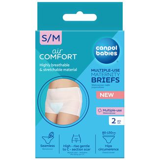 Canpol Babies, majtki poporodowe, wielorazowe, siateczkowe, 73/001, rozmiar S/M, 2 sztuki USZKODZONE OPAKOWANIE - zdjęcie produktu