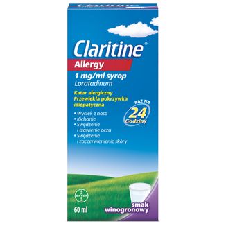 Claritine Allergy 1 mg/ ml, syrop, smak winogronowy, 60 ml - zdjęcie produktu