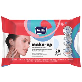 Bella Make-Up, chusteczki nawilżane do demakijażu, 20 sztuk - zdjęcie produktu