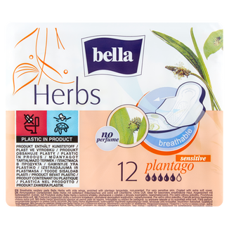 Bella Herbs, podpaski higieniczne ze skrzydełkami z babką lancetowatą, 12 sztuk - zdjęcie produktu