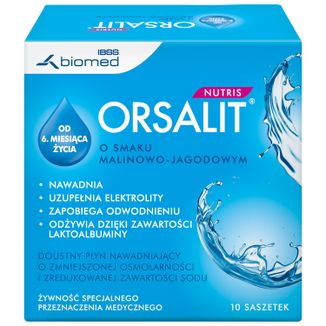 Orsalit Nutris, smak malinowo-jagodowy, 10 saszetek USZKODZONE OPAKOWANIE - zdjęcie produktu