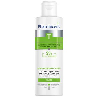 Pharmaceris T Sebo-Almond-Claris, oczyszczający płyn bakteriostatyczny do twarzy, dekoltu i pleców, 190 ml - zdjęcie produktu